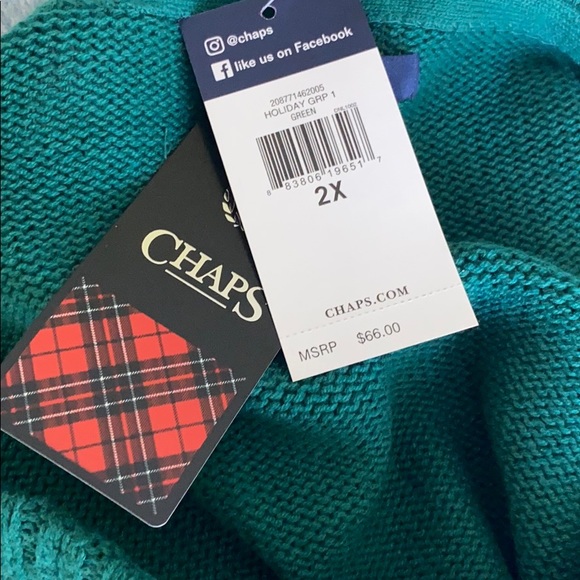 Chaps by Ralph Lauren Green Cable Knit Sweater 2X - Picture 4 of 6